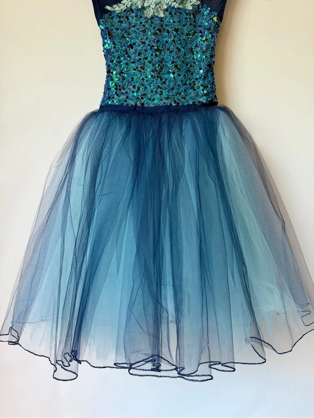 Weissman Blue Teal Sequin Tulle Ballet Recital Costume Girls MC